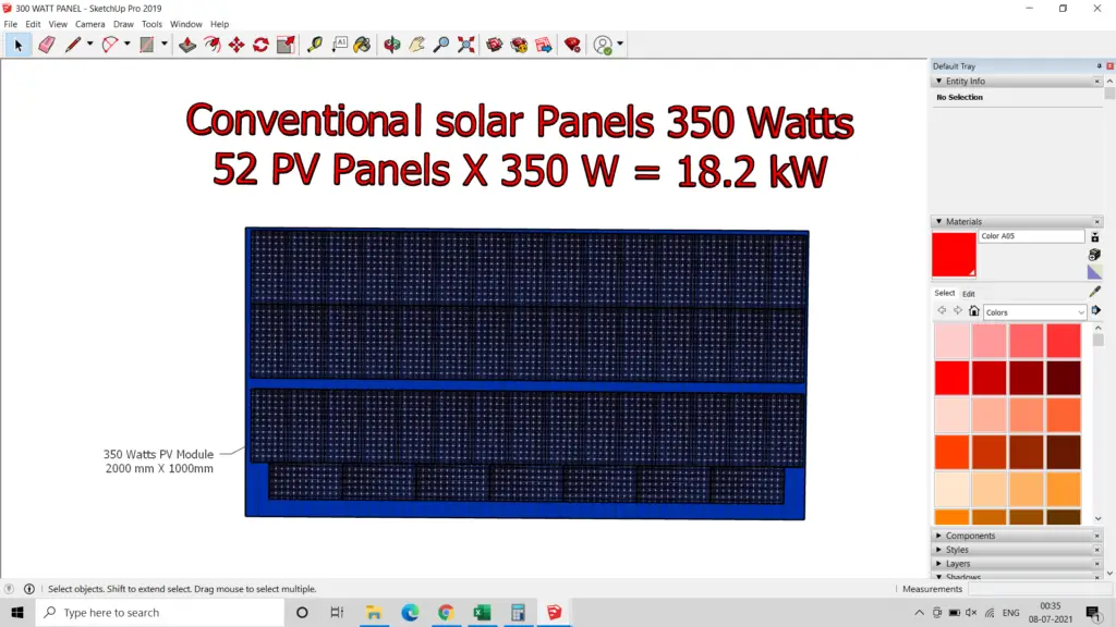 total solar capacity by using 350 watt solar modules