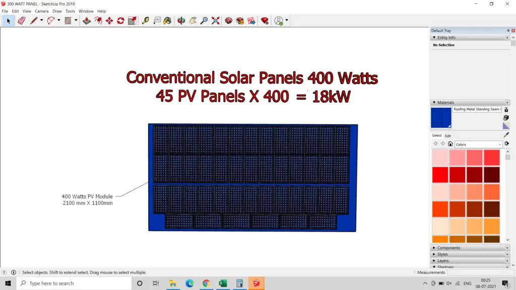total solar capacity by using 400 watt solar modules