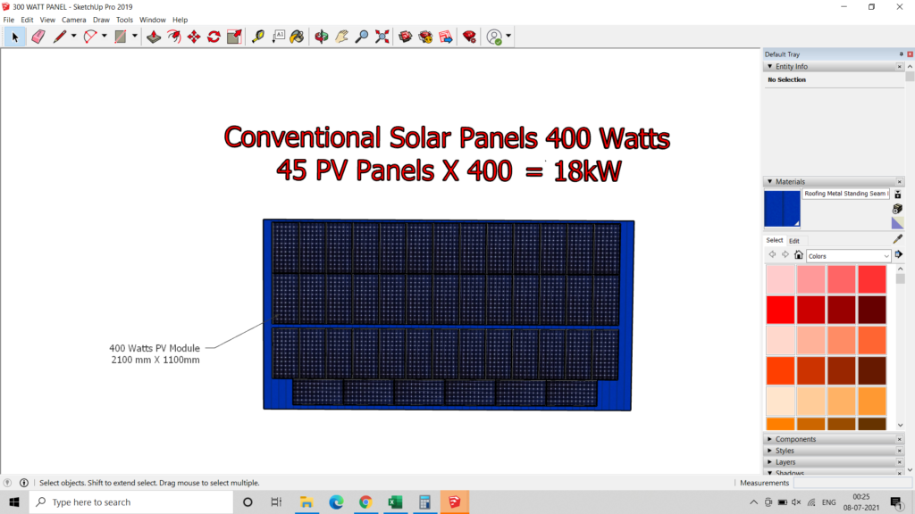 total solar capacity by using 400 watt solar modules