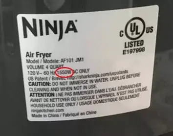 air-fryer-wattage-label