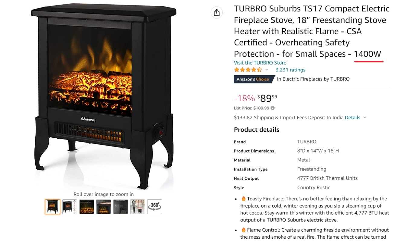 Electric Fireplace Power Consumption Calculator Lets Save Electricity