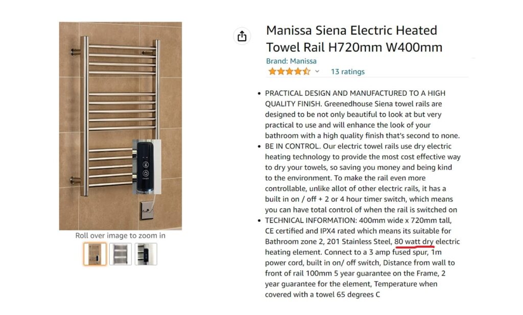 electric tower rail heater wattage-min