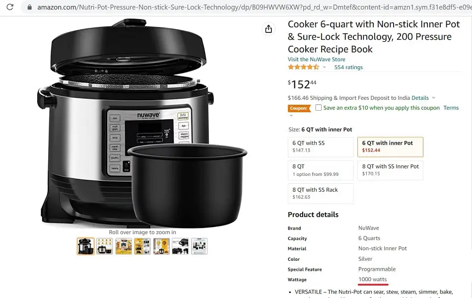electric pressure cooker 1000 watts